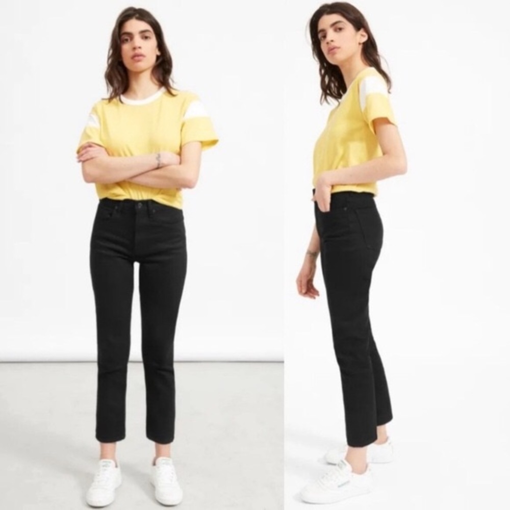 Everlane High Rise Straight Black Jeans